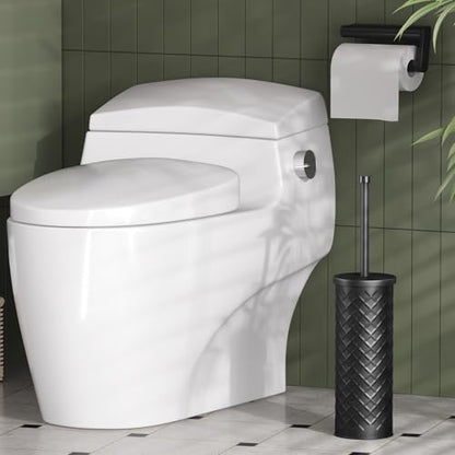 Toilet Bowl Brush and Holder Set 2 Pack with 4 Extra Brush Heads | Extra Long Handle with Splash Guard Cover, Tool-Free Installation, Bathroom Space-Saving, Cleaner Sets for Apartments, RV (Black) - color: Black