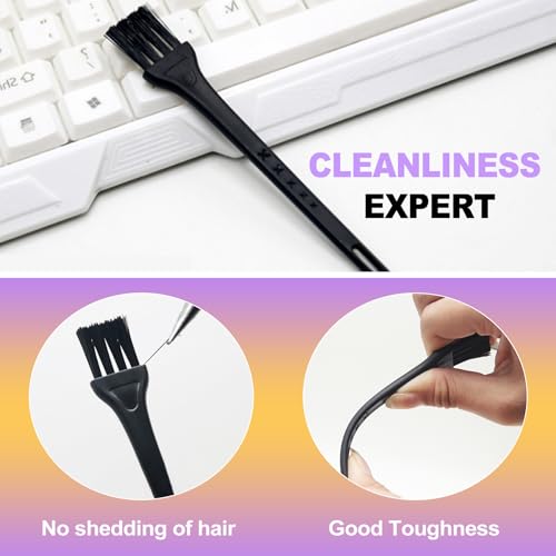 2-in-1 Mechanical Keyboard Keycap Puller Switch Puller Tool Kit Stainless Steel Key Remover with Dual Cleaning Brushes for Keyboard Maintenance