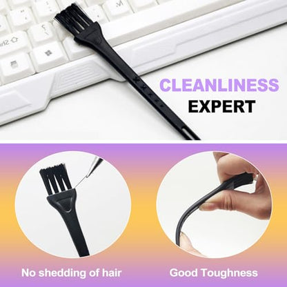 2-in-1 Mechanical Keyboard Keycap Puller Switch Puller Tool Kit Stainless Steel Key Remover with Dual Cleaning Brushes for Keyboard Maintenance