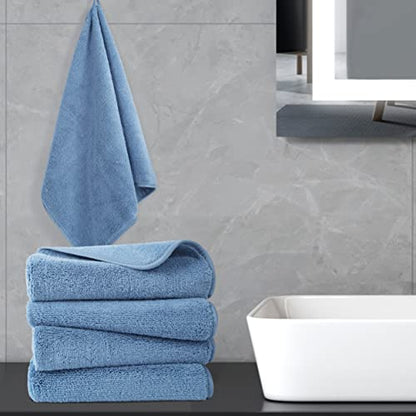 POLYTE Quick Dry Lint Free Microfiber Hand Towel, 16 x 30 in, Set of 4 (Blue) - color: Blue