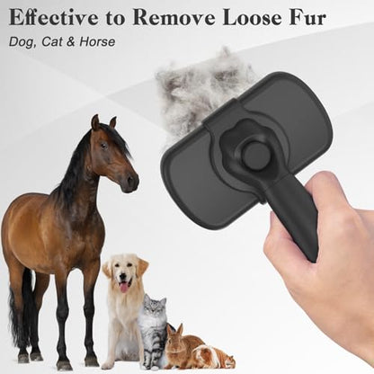 Dipoo Self Cleaning Shedding Brush - Skin Friendly Grooming Tool for Dogs, Cats, and Puppies, Deshedding and Hair Removal for Long and Short Haired Pets, Black - color: Black