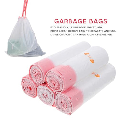 Heavy Duty Drawstring Trash Bags 45X50Cm 5pcs Kitchen Garbage Bags Portable Tie Closure for Home Cleaning and Waste Disposal