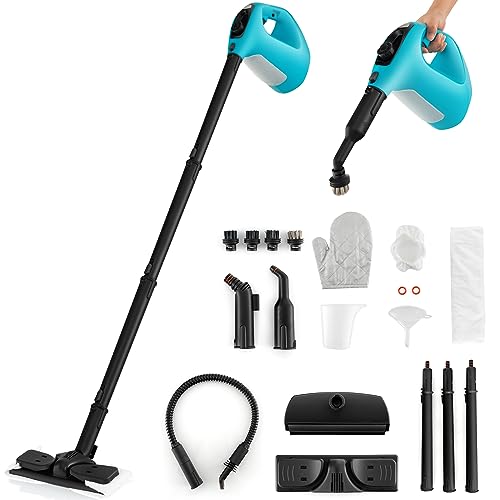 S AFSTAR Handheld Steam Cleaner, 1400W Pressurized Steamer with 14-Piece Accessories & Child Lock, Multipurpose Portable Steamshot Steam Mop for Cleaning Kitchen Floor Sofas Car Windows (Blue) - color: Blue