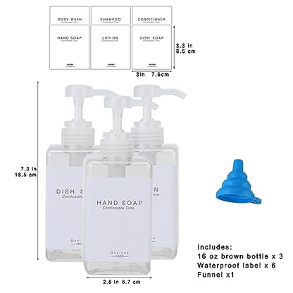 Refillable Shampoo and Conditioner Bottles for Shower Wall,Shampoo and Conditioner Dispenser with Pump No Drill (3 Bottles-Clear) - color: 3 Bottles-clear