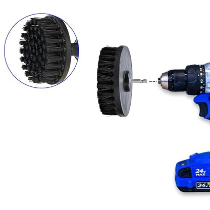 Diamond Shine Firm Drill Brush Cleaning Attachment with 6" Extension – 5" Coarse Nylon Power Scrubber for Tile, Grout, Floors, Carpet, Vehicles & Outdoor Surfaces