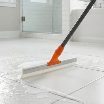 CLEANHOME Silicone Floor Squeegee for Shower Glass, Floor, and Garage | Heavy-Duty Pet Hair Remover, Bathroom Tile Cleaner, Window Wiper - Flexible, No Streaks, Compact Storage