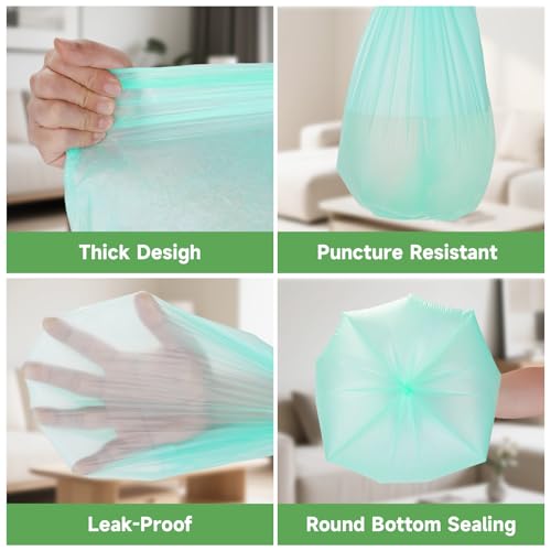 1.2 Gallon Small Biodegradable Trash Bags - Green Mini Garbage Bags (Fit 1-1.3 Gallon) 5 Liter 100 Count Unscented Compostable Tiny Little Waste Basket Kitchen Office Bathroom Liner Heihaily - style: Bio-1.2gal Green 100