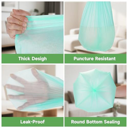2.6 Gallon Small Trash Bags Bathroom - Green Mini Garbage Bags Biodegradable Compostable 100 Count 10 Liter Unscented Little Waste Basket Kitchen Office Car Tiny Liners Strong Thick Heihaily - style: Bio-2.6gal Green 100