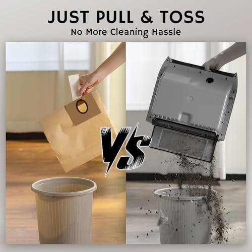 AIRTHEREAL T1 Plus Touchless Vacuum with 6-Pack Disposable 4.7L Dust Bags, Pull-and-Toss Design, Ideal Electric Dustpan for Home, Household Owner - color: Linen