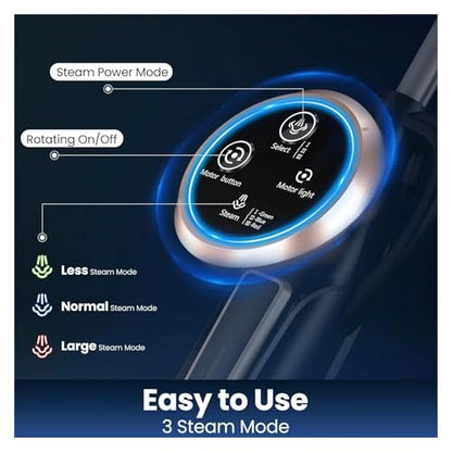 Compatible With INSE VM6 Scrubbing Steam Mop,10-in-1 Lightweight Spin Mop With Rotating Mop Pads, 3 Steam Modes & LED Headlights For Hard Floor Tile(Black) - color: Black