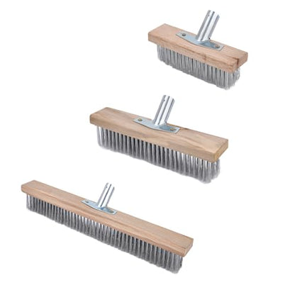 Stainless Steel Wire Scrub Brush for Deck, Concrete, Patio Floor Cleaning, Heavy Duty Bristle Scrubber Broom for Moss Removal(30cm/11.81in) - size: 30cm/11.81in