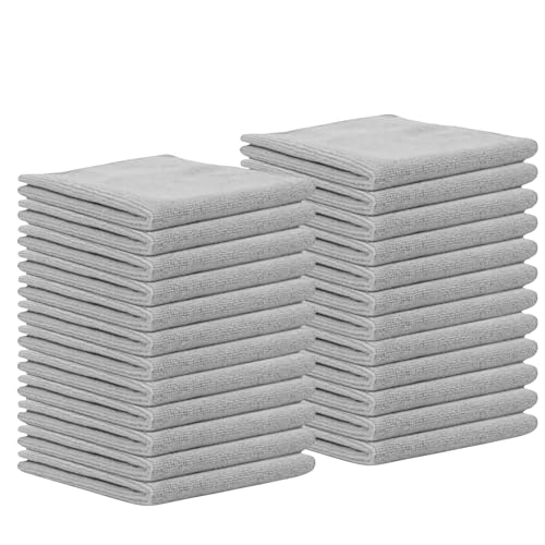 Microfiber Cleaning Cloth for Kitchen & households, Towels for Cars. (300gsm) (Pack of 24 Gray) - color: Gray