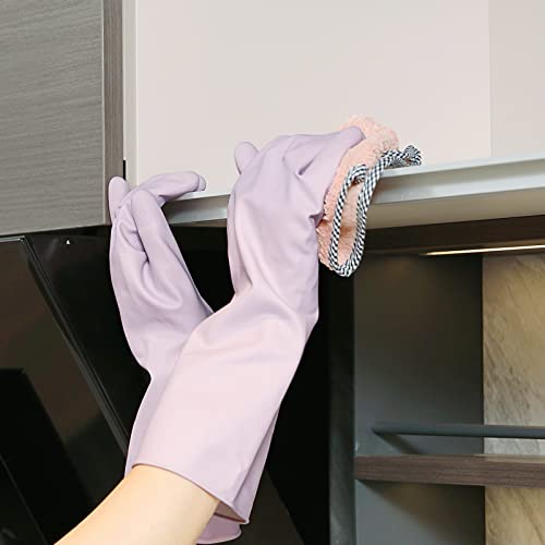 COOLJOB Large Household Rubber Gloves with Cotton Liner & Non-slip Grip, Waterproof Long Lasting Dishwashing Gloves for Kitchen & Bathroom Cleaning, Purple, 1 Pair - color: Light Purple With Lavender Scent, size: Large (Pack of 1)