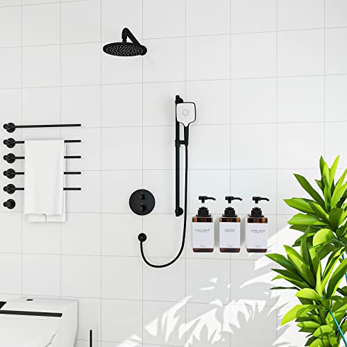 Shampoo and Conditioner Dispenser for Shower Wall 3 Chamber - Drill Free Square Shower Soap Dispenser Wall Mount with Waterproof Labels (3 Bottles 3 Wall Mounts-Amber) - color: 3 Bottles 3 Wall Mounts-amber