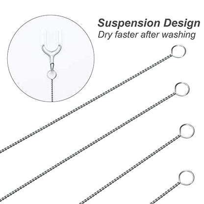 Straw Cleaner Brush, Extra Long Nylon Bristles and Stainless Steel Handle Cleaning Brushes for Washing Glass Silicone Metal Straws Tea Pot Spout Bottle (Only 2 pcs, 7.87inch X 5/16inch)