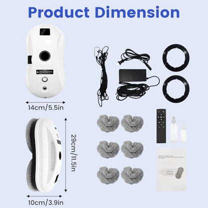 Window Cleaning Robot, Auto-Spray Window Cleaner, AI Path Planning & Edge Detection, 3000Pa Suction, Remote Control, Ideal for Glass Windows that are Difficult to Reach Manually