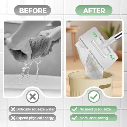 Snap Grip Mini Mop, 2026 New Zero Touch Retractable Dust Cleaner with Locking Head & Cloths for Hardwood Tile Floors, Easy Mopping for Kitchen Dorm & Small Spaces Cleaning