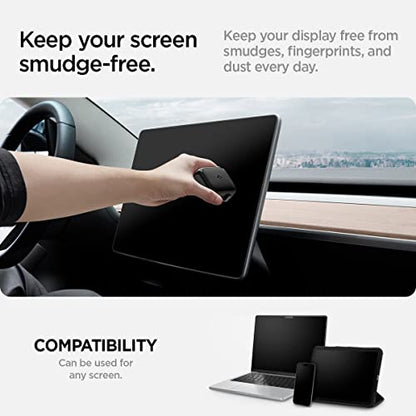 ﻿Spigen EZ Slide & Brush Screen Cleaner for Tesla Model Y 2025/26 (Juniper) & 3/Y/S/X/Cybertruck and Screens, Phones, Laptops, Tablets (Extra Microfiber Pad Included) [Black] - color: Black