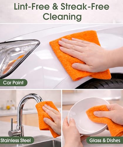 Microfiber Cleaning Cloth Roll–100 Pack, Tear Away Microfiber Towels, Reusable, Washable, Scratch-Free, Kitchen Towels for Car, Home, Kitchen, Glass, Dishes(Honey Orange) - color: Honey Orange