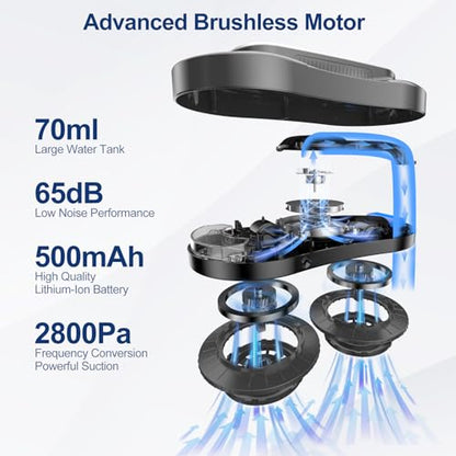 Intelligent Window Cleaning Robot - Electric Window Cleaner with Dual Water Spray, Remote & App Control, Suitable for Interior & Exterior Windows, Includes 12 Cloths, Sliver Grey - color: Sliver Grey