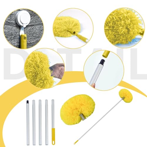 Microfibre Duster for High Ceilings, Ceiling Fan Duster, Extendable Duster with 67 Inches Extension Pole, Detachable, Washable Lightweight Duster, for Ceiling Fan, Webs, Blinds