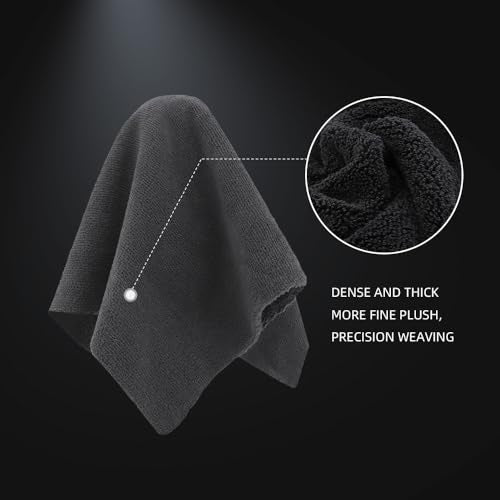 SPTA Microfiber Cleaning Towel, Microfiber Cleaning Cloth for Car Washing, 12 Pack Streak-Free, Ultra Absorbent, Washable for All Purpose Terry Microfiber Towels, 16.1in x 16.1in, 350GSM, Grey-MT038