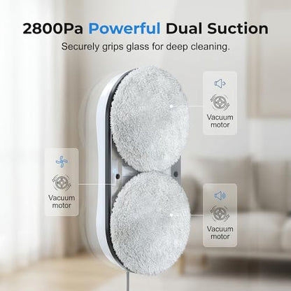 2026 New Automatic Window Cleaning Robot, Robot Window Cleaner with AI Intelligent Positioning & Edge Detection & 2800Pa Suction, Anti-Drop Safety for High-Rise Glass & Large Bay Windows (1Set) - color: 1set