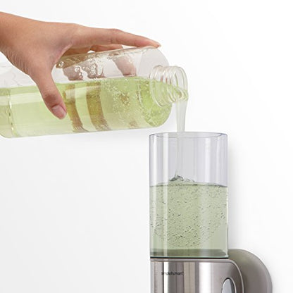 simplehuman Double Wall Mount Shower Pump, 2 x 15 fl. oz. Shampoo and Soap Dispensers, Stainless Steel (Pack of 6) - size: Double (Pack of 6)