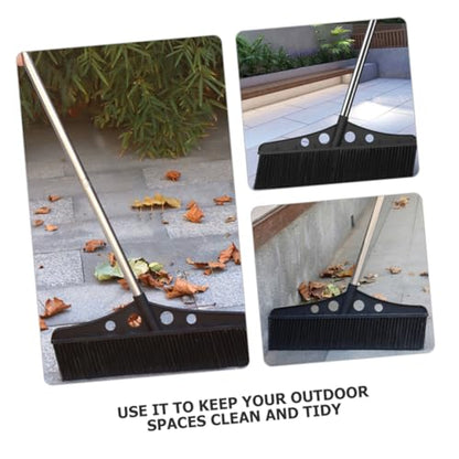 KOMBIUDA Wide Detachable Broom with Handle Stainless Steel Deck Scrub Brush for Outdoor Cleaning of Concrete Garage Patio and Garden
