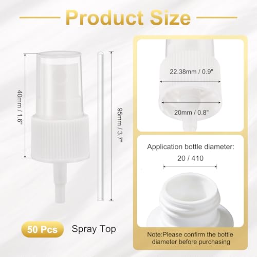 uxcell Spray Top 50Pcs 20/410 Plastic Fine Mist Reusable Replacement White | Spray Bottle Pump Plastic Top Reusable Replacement for Cosmetic Perfume and Body Sprays Bottle - color: White, size: 20/410