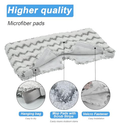 Steam Mop Replacement Pads for Shark S3500 Series S3501 S3601 S3501S S3601C S3550 S3801 S3901 S2901 Steam Pocket Mop,Microfiber Scrub Mop Pads for Deep Cleaning,Reusable and Machine-washable,3 Pack - color: Gray