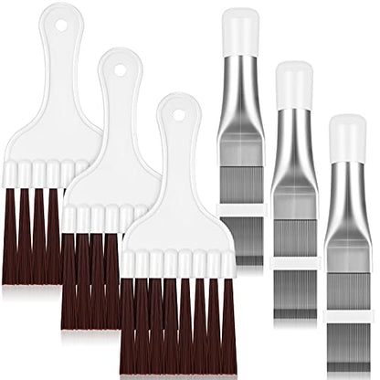 Boao Air Conditioner Condenser Fin Comb, Fin Cleaning Brush Air Conditioner Coil Cleaner Refrigerator Coil Cleaning Whisk Brush Evaporator Radiator Repair Tool(6 Pieces)