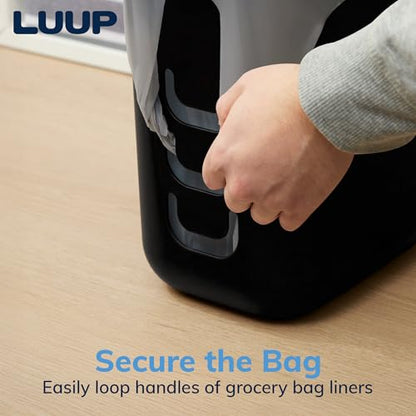STORi Luup Trash Can (Black) - Reuse Grocery Bags - Plastic Garbage Container for Bathroom, Vanity, Laundry Room, Kitchen, Office, Garage - 2.5 Gallon Wastebasket with Hooks to Secure Trash Bags - color: Black