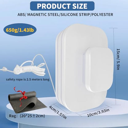 Magnetic Window Cleaner for High Rise Suitable for 3‑10MM Single‑Layer Glass,Double-Sided Window Cleaner Tool with Safety Rope