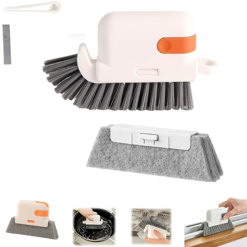 3-in-1 Removable Window Slot Brush,New Window Groove Cleaning Brush, Portable Window Track Cleaner Window Groove Cleaning Brush Tools with Hidden Scraper for Home Window Groove (Orange -1Set) - color: Orange -1set