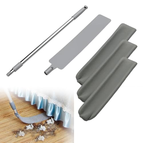 Retractable Gap Dust Cleaner with Microfiber Cloths,Extendable Long Handle Washable Bendable Duster Brush for Cleaning Under Appliances Furniture Couch Fridge - color: Blue, size: 3 Cloth