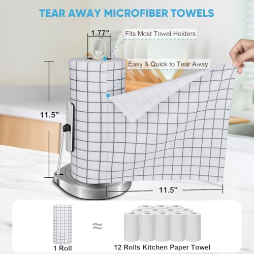 AIDEA Microfiber Cleaning Cloth Roll, 50PK, Microfiber Kitchen Towels, Reusable Paper Towels Tear Away Cloth, Lint Free Rags for House, Window, Cleaning Supplies 11.5"×11.5" - color: Printed