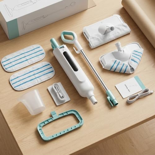 Steam Mop for Hardwood Floors, Tile, Grout, Laminate, and Vinyl - Multi-Functional Steam Cleaner with Reusable Washable Pads and Handheld Attachments