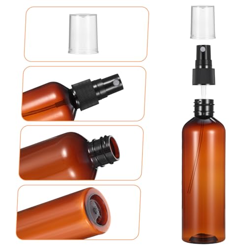 60 Pack 4 Oz Amber Plastic Spray Bottles, Fine Mist Refillable Empty Travel Bottles for Essential Oils, Perfume, Toner & Cleaning Solutions