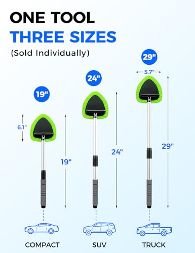 XINDELL Windshield Cleaner Tool – Car Interior Window Cleaning Kit with Extendable Handle & 4 Microfiber Pads, Auto Wiper Inside Windshield Brush for Car & Home Windows - size: 19in
