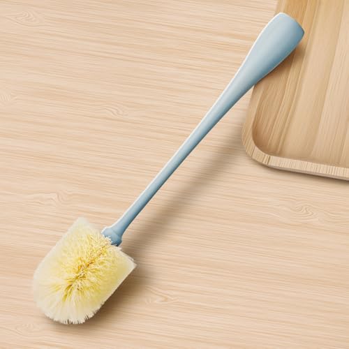 Household Glass Cleaning Brush, Long Handle Plastic Water Bottle Container Cleaning Tool(Light Blue) - color: Light Blue