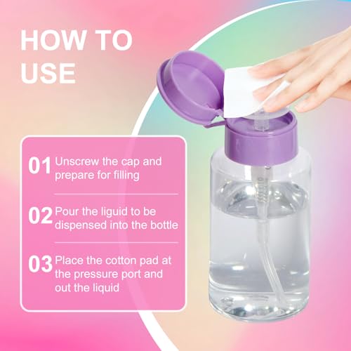 1Pcs Leak-Proof & Portable Push Down Pump Dispenser Bottles: Refillable Clear Containers for Nail Polish, Makeup Remover, Travel, Salon, Hospital Use (1, Clear Purple) - color: Clear Purple