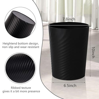 UUJOLY Bathroom Small Trash Can with Trash Bag Plastic Garbage Can Round Waste Basket for Bathrooms, Laundry Room, Kitchens, Offices, Kids Rooms, Dorms, 1.8 Gallons, 3 Pack (Black) - color: Black