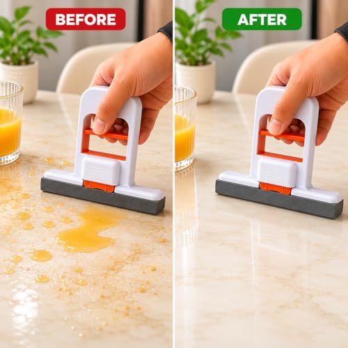 Foldable Self-Squeezing Mop, 2-Pack with 4 Washable Heads, One-Hand Wringing for Kitchen & Bathroom, Portable Floor Cleaner for Small Spaces, Apartments, RVs (Orange & Black)