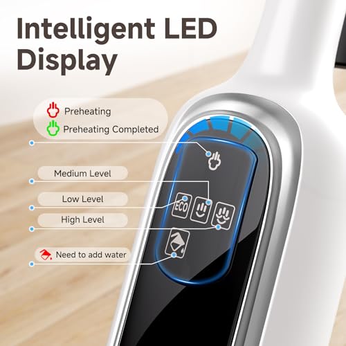 12-in-1 Steam Mop, Detachable Handheld Steam Cleaner for Home, 23FT Cord, 3 Steam Modes & LED Display, Steam Mops for Floor Cleaning, Bathroom, Windows, Sofas, Clothes, Tile Grout, Carpets, Furniture