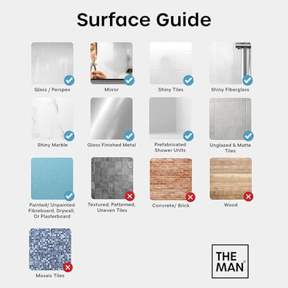 The Man Silicone Hook - Bathroom & Shower Storage Hook - Shower Toiletry, Bathroom Organizer Accessory - Heavy Duty Stainless Steel & Silicone - Strong Hold, Adheres to Most Surfaces (1 Pack) - size: 1 Pack