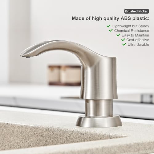 GAGALIFE Kitchen Sink Soap Dispenser with 17 Ounce Large Bottle (Brushed Nickel), Built in Sink Soap Dispenser Sink Mounted Soap Dispenser Refill from Top, G080BN - color: Brushed Nickel, size: with Bottle
