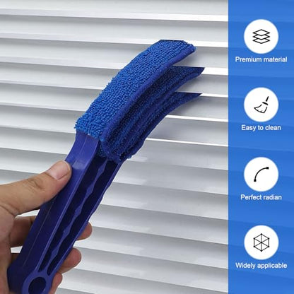 6 PCS Window Blind Cleaner, 1 Easy-grip Handle and 5 Microfiber Triple-layer Cleaning Cloths Set, A/C Vent Glass Crevice Cleaning Tool, No Dead Zone Multi-purpose Brush (Multicolored)