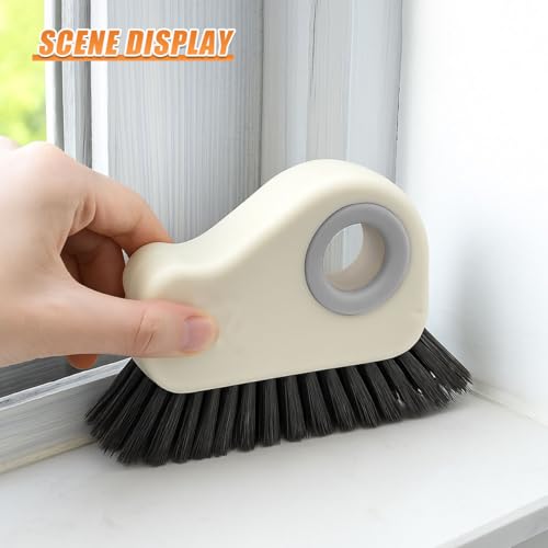 YoRise 2 in 1 Car Groove Cleaning Brush, Multifunctional Hard Bristle Car Window Track Cleaner Tool with Hidden Scraper, Universal Auto Door Crevice Cleaning Accessories for Window Sill(Gray-2PCS) - size: Gray-2PCS