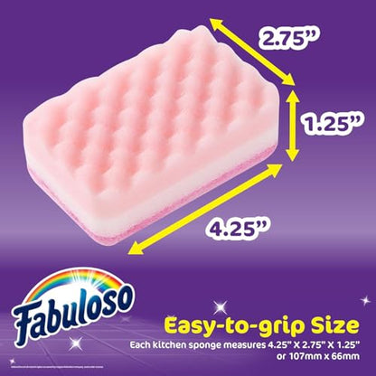 Fabuloso Scratch-Free Kitchen Dish Sponges Rainbow Cellulose Scrubber Scouring Pad Dishes Pots Pans Counters 4.25 x 2.75 x 1.25 4 Count 2 Pack - color: Rainbow, size: 4 Count (Pack of 2)